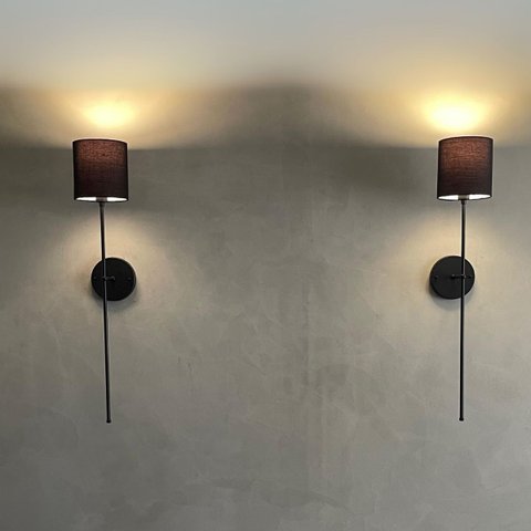 Kit 2 Arandela Luminária de Parede Clássica Interna Preto e Cúpula Preto Ref 83