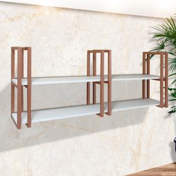 Prateleira Estilo Industrial Casa Suspensa Rose e Branca - 1