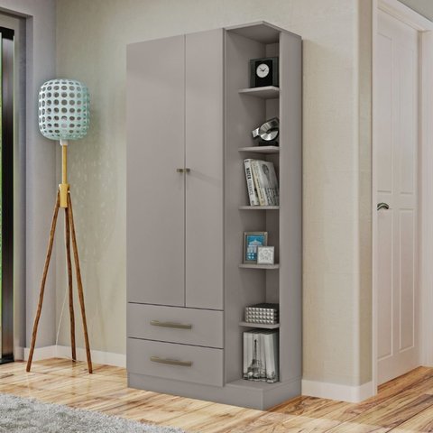 Guarda-roupa Solteiro 2 Portas 2 Gavetas Moju