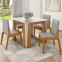 Ver imagem 2 de Kit Mesa de Jantar Opera com 4 Cadeiras Sinfonia em Linho Naturale/off White/cinza