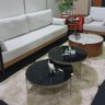 Conjunto Mesa de Centro Itália Tampo Marmorizado e Pés Metal Champanhe - 9