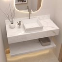 Ver imagem 3 de Bancada de Porcelanato para Banheiro Bless para Cuba de Apoio | Sobrepor 100cm Gold