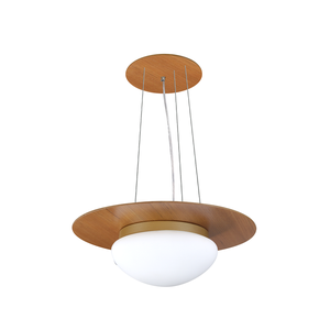 Pendente de Madeira Saturno Vidro Oval 45 cm Freijó/Dourado Madeluz Pendente Saturno Oval 45Cm