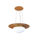 Ver imagem 1 de Pendente de Madeira Saturno Vidro Oval 45 cm Freijó/Dourado Madeluz Pendente Saturno Oval 45Cm