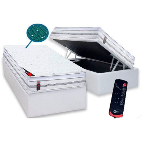 Cama Box Baú Crc Solt +Colchão Molas Ensacadas c/Massagem Niponpedic Castor -
