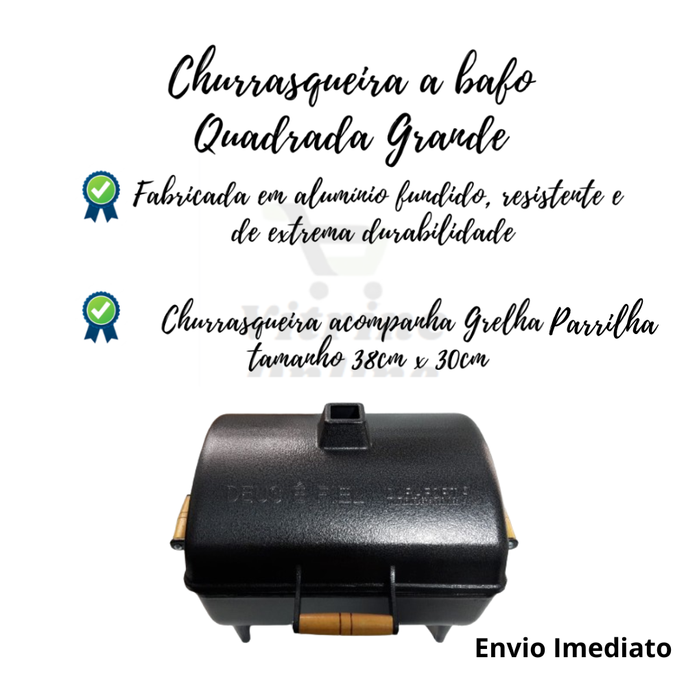 Churrasqueira a Bafo Gourmet com Grelha Pé Alta Carvão Gold - 3