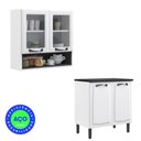 Ver imagem 2 de Conjunto Cozinha Modulada Itatiaia Balcão 2 Portas e Armário Aéreo Com Nicho Aço New Premium