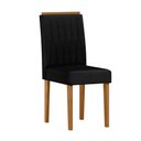 Ver imagem 3 de Conjunto Mesa de Jantar 1,60m Anitta Tampo Mdf com Vidro e 6 Cadeiras Ana Ypê/preto/ja03 - New Ceval