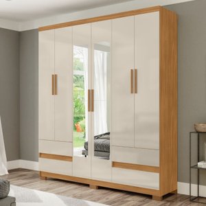 Guarda Roupa San Diego 6 Portas e 4 Gavetas com Espelhos