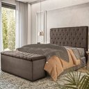 Ver imagem 4 de Kit Cabeceira e Baú Box Casal Londres 1,40cm Vamfer Estofados Veludo Cinza