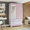 Ver imagem 2 de Guarda-roupa 2 Portas Deslizantes 4 Gavetas com Espelho B25
