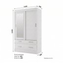 Ver imagem 3 de Guarda Roupa 2 Portas Deslizantes e 4 Gavetas com Espelho Marel Branco