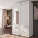 Ver imagem 1 de Guarda Roupa 2 Portas Deslizantes e 4 Gavetas com Espelho Marel Branco