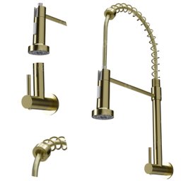 Torneira Gourmet Flexível Dourada Parede Cozinha Água Fria - 1