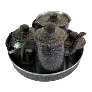 Jogo Bule Leiteira Açucareiro Chaleira e Forma para Bolo