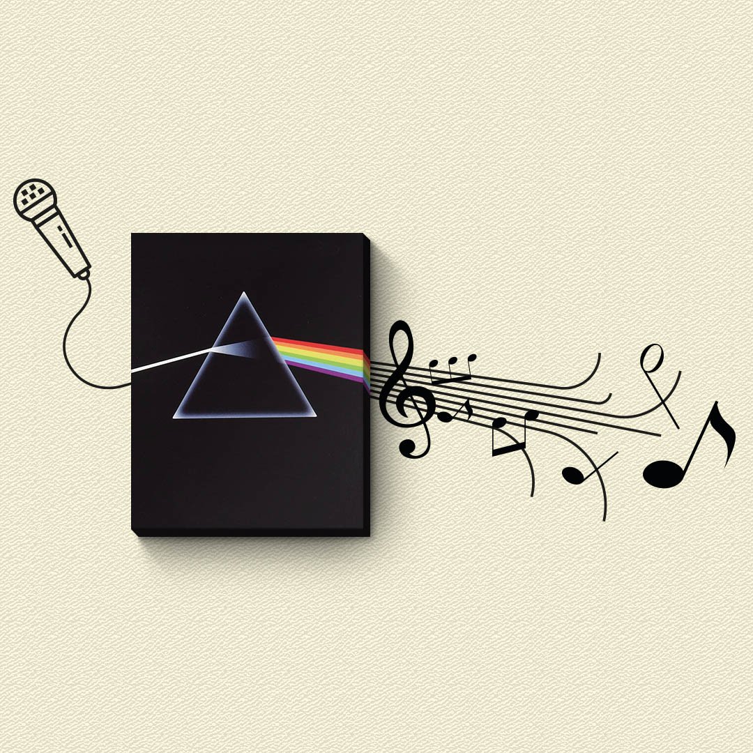 Dark Side of The Moon - Wall concept, montagem entre quadros com 1 peça + adesivo vinil recortado - 