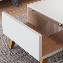 Aparador e Mesa de Centro Rebeca Com Espelho Adnet 67cm C05 White/Freijó - Mpozenato - 15