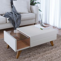 Aparador e Mesa de Centro Rebeca Com Espelho Adnet 67cm C05 White/Freijó - Mpozenato - 3