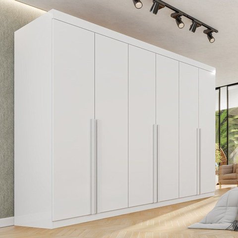 Guarda-Roupa Casal 6 Portas 8 Gavetas Florianópolis 100% MDF Branco/Neve