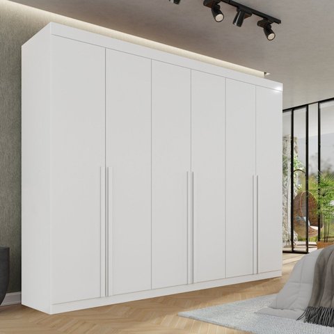 Guarda-Roupa Casal 6 Portas 8 Gavetas Florianópolis 100% MDF Branco/Neve