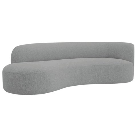 Divã Recamier Orgânico Tokyo 160cm Lado Esquerdo Bouclé Cinza - Amarena Móveis