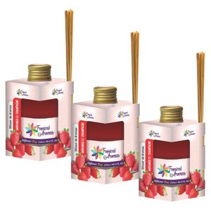 Kit 3 Aromatizador de Ambiente Tropical Cor: Morango com Campanhe