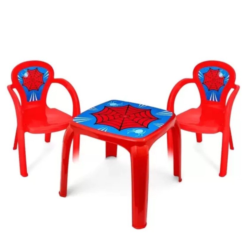 Mesa Mesinha Infantil com 2 Cadeiras Spider Aranha Menino - Kit - 1