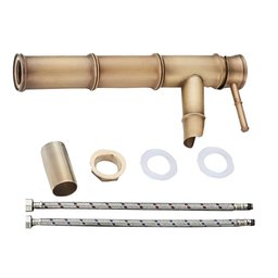 Torneira de Bambu Vintage Retro Acabamento em Bronze Cobre com Misturador Monocomando Água Quente e - 5