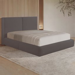 Cama com Cabeceira Elva King Base no Chão Veludo Luxo Marrom G92 - Gran Belo - 1