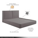 Ver imagem 3 de Cama com Cabeceira Elva King Base no Chão Veludo Luxo Marrom G92 - Gran Belo