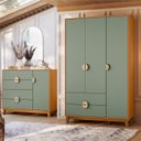 Ver imagem 1 de Conjunto de Quarto com Guarda-Roupa e Cômoda Ipê Marrom/Cinamomo/Sálvia