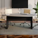 Ver imagem 7 de Mesa de Reunião para Escritório 180x110cm Orgânica com Pés em Metal Corporate F5 Cinza/Preto