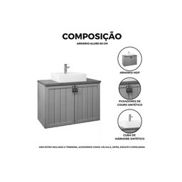 Balcão P/ Banheiro Alure 2 Portas C/ Cuba 60cm Titanium/freijo - Mgm - 4