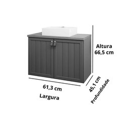 Balcão P/ Banheiro Alure 2 Portas C/ Cuba 60cm Titanium/freijo - Mgm - 2