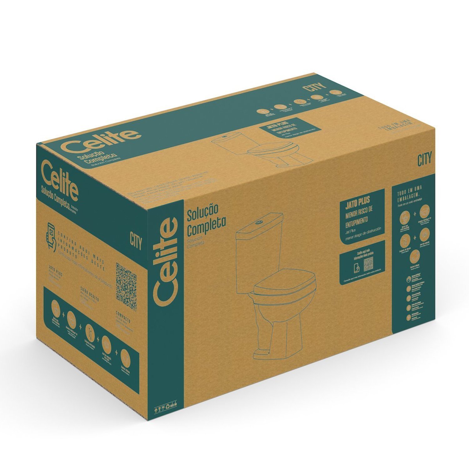 Kit de Bacia com Caixa Acoplada 3/6l e Itens de Instalação City Celite - 3