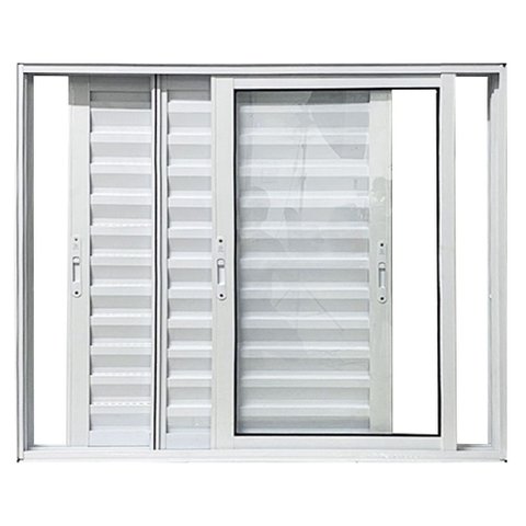 Janela Veneziana 3 Folhas Móveis Alumínio Branco Linha 25:120 x 120