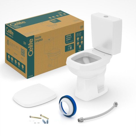 Kit de Bacia com Caixa Acoplada 3/6l e Itens de Instalação City Celite
