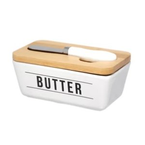 Manteigueira de Porcelana com Faca Manhattan Branca 400ml