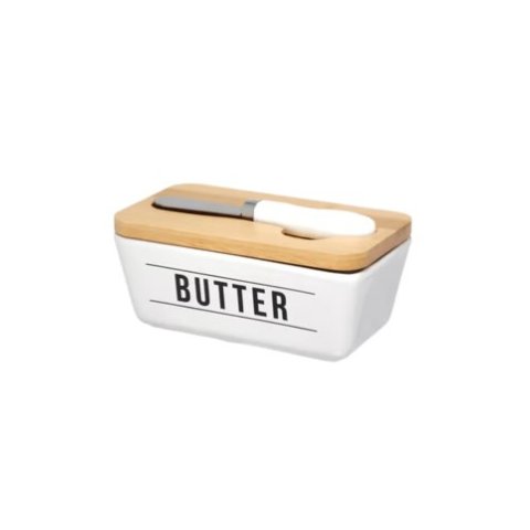 Manteigueira de Porcelana com Faca Manhattan Branca 400ml