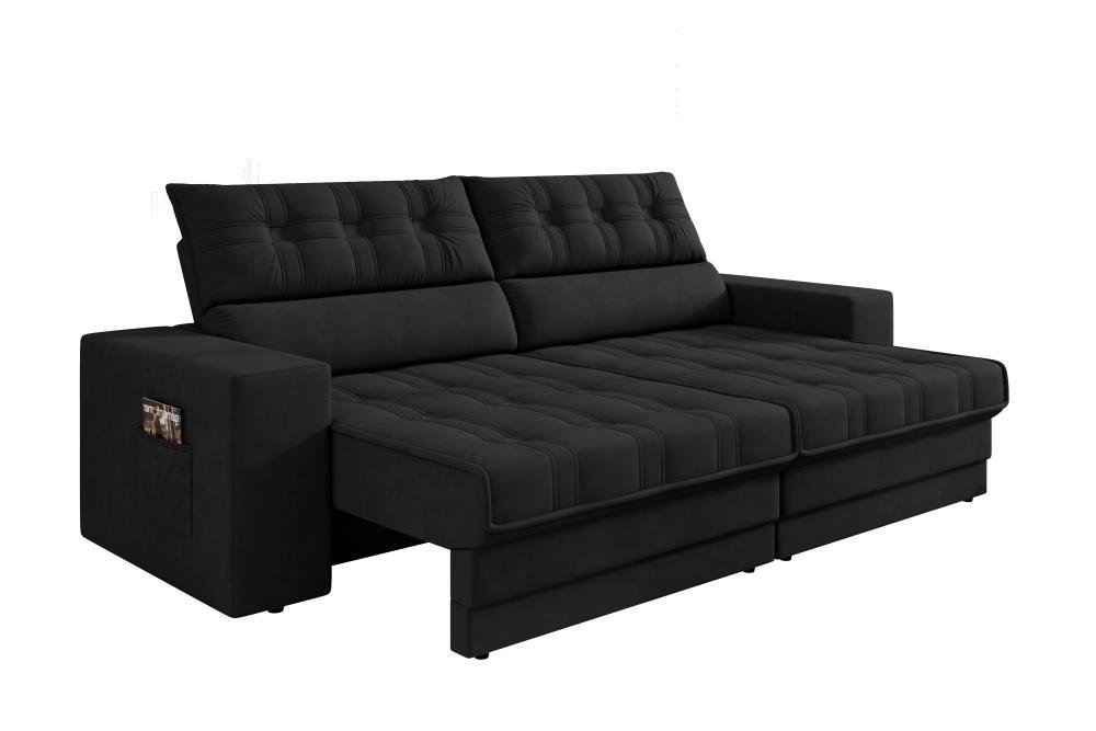 Sofá Oscar Plus 2,00m Retrátil/reclinável Suede Preto - Xflex - 2