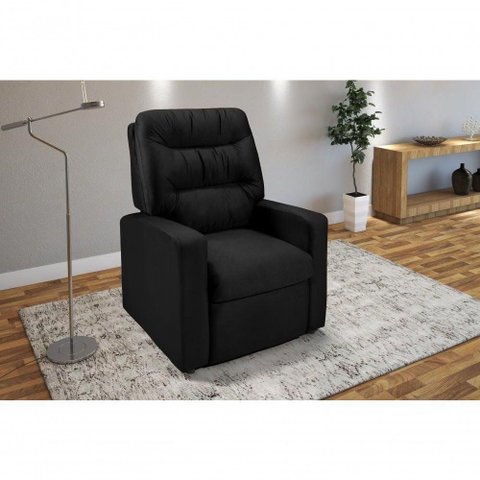 Poltrona Reclinável Paris Papai Mamãe Amamentação Suede Preto 381