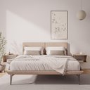 Ver imagem 1 de Base Box Cama Japonesa Toquio Casal com Cabeceira Almofada Linho Bege - Cor: Bege