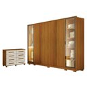 Ver imagem 1 de Guarda Roupa Casal Prime 6 Portas com Led Cinamomo com Cômoda San Marino 8 Gavetas Cinamomo Off-