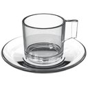 Ver imagem 1 de Jogo 12 Xícaras com Pires para Chá Café 185ml Vidro Transparente Lhermitage Mesa Posta Cafeteria