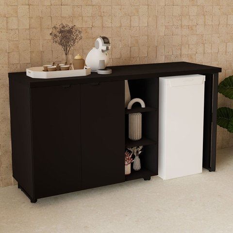 Armário Frigobar de Embutir Direito com Armário 2 Portas Industrial Pés em Metal 180cm Corporate Pre