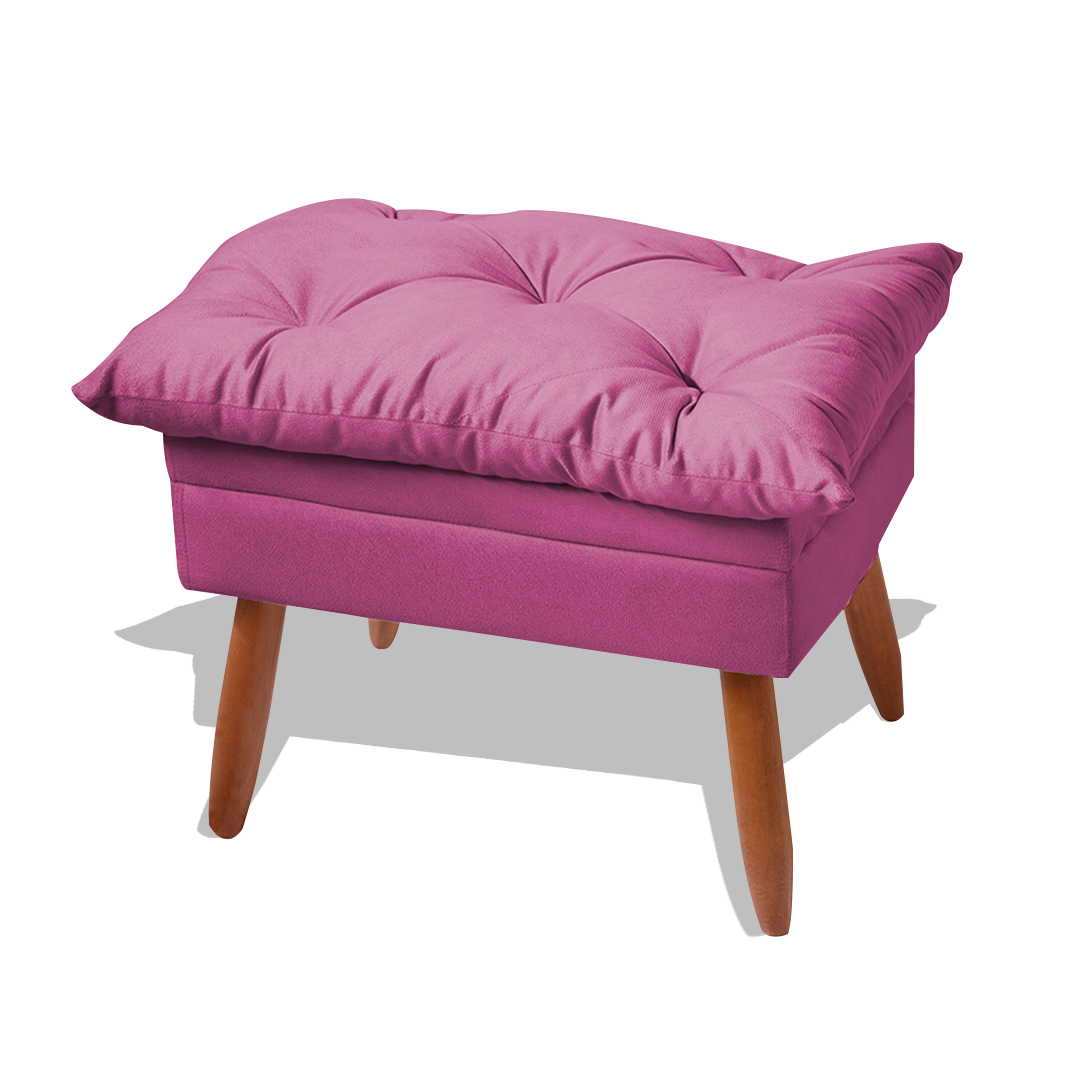 Puff Rosa Puff Banqueta Emily Fibra Silicone Suede Rosa | MadeiraMadeira