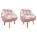 Ver imagem 1 de Kit 02 Poltrona Paloma Escritório Sala Pé Palito Suede Rosa Bebê e Suede Bege - Dominic Decor