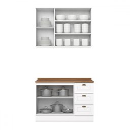 Cozinha Compacta Americana 5 Portas 3 Gavetas 100% Mdf Branco Hp/nature - Henn - 3 Cozinha Compacta Americana 5 Portas 3 Gavetas 100% Mdf Branco Hp/nature - Henn - 3