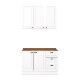 Cozinha Compacta Americana 5 Portas 3 Gavetas 100% Mdf Branco Hp/nature - Henn - 2 Cozinha Compacta Americana 5 Portas 3 Gavetas 100% Mdf Branco Hp/nature - Henn - 2