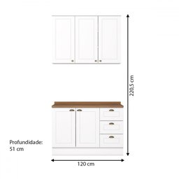 Cozinha Compacta Americana 5 Portas 3 Gavetas 100% Mdf Branco Hp/nature - Henn - 4 Cozinha Compacta Americana 5 Portas 3 Gavetas 100% Mdf Branco Hp/nature - Henn - 4
